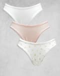 [Lindex] Lindex 3 pack dipped front braziilian with lace trim in multi M MULTI