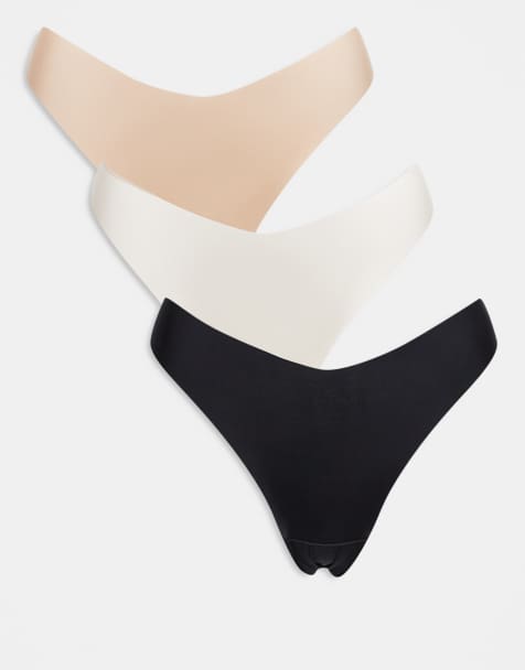 Lindex 3 pack invisible no VPL lingerie thong in beige neutrals - view 1