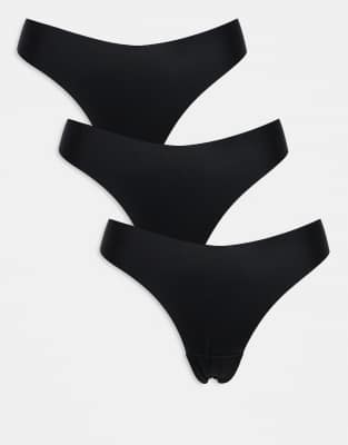 3 pack invisible thong in black