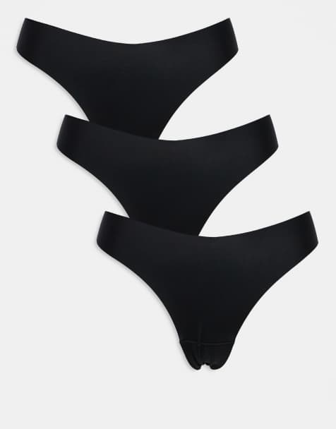 Lindex 3 pack invisible thong in black - view 1