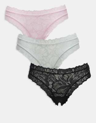Lindex 3-pack Lace Brazilian Briefs In Multi