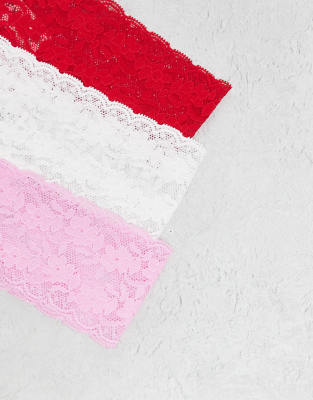 Lindex 3 Pack Lace Thong In Multi