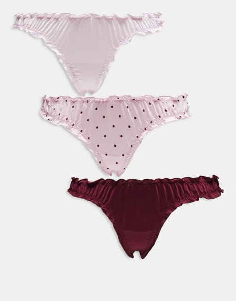 Lindex 3 pack scrunchie thong in red, pink and polka dot - view 1