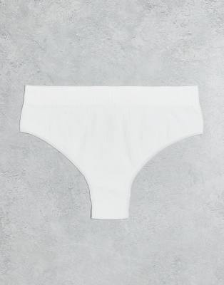 Lindex 3 Pack Seamless Rib Knit Brazilian Briefs In White