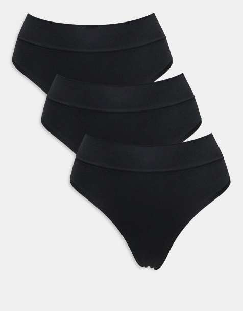 Lindex 3 pack seamless thong in black - view 1