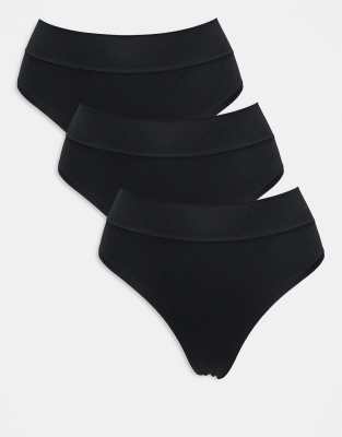 Lindex - 3er-Pack nahtlose String-Tangas in Schwarz