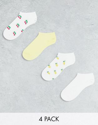 Lindex 4-pack ankle socks with fruit print detailing in multi