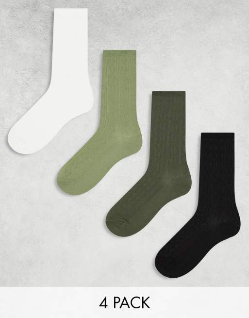 Lindex 4 pack cable ankle socks in multi
