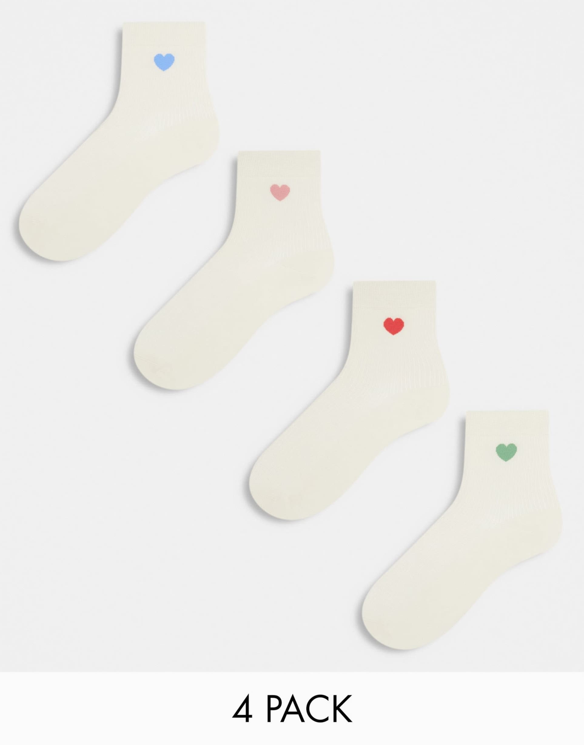lindex 4 pack heart detail ankle socks in beige