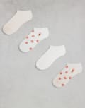 [Lindex] Lindex 4 pack lettuce edge socks with peach detail in pink 36-38 PINK