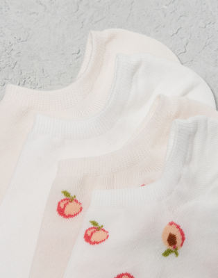 Lindex 4-pack Lettuce Edge Socks With Peach Detail