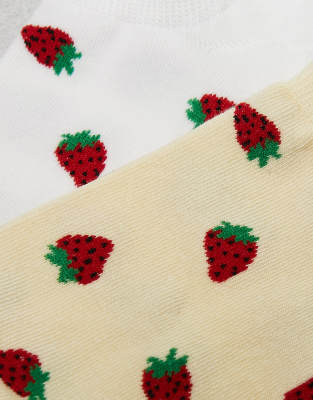 Lindex 4 Pack Lettuce Edge Socks With Strawberry Detail