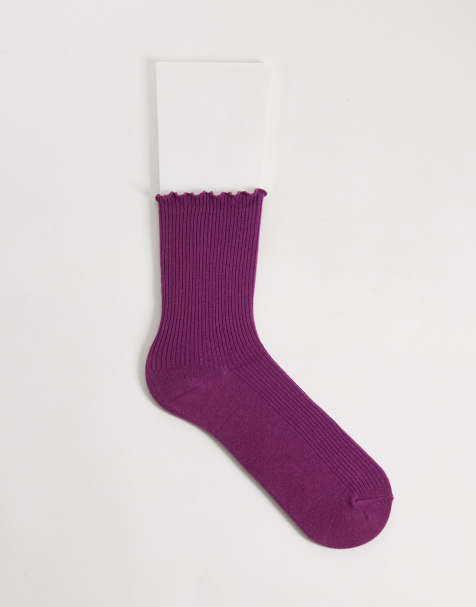 Lindex 4 pack lettuce trim ribbed high socks in multi - view 1