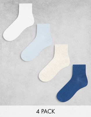 Lindex 4 pack rib ankle socks in multi