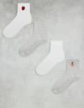 [Lindex] Lindex 4 pack rib fruit detail socks in grey & white-Multi 36-38 MULTI