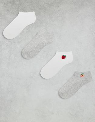 Lindex 4 Pack Rib Knit Fruit Detail Socks
