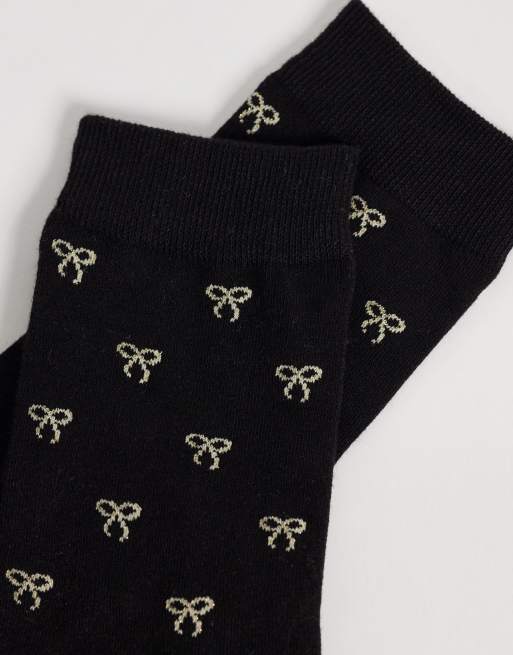 Lindex 4 pack socks in black and gold bows, 2 of 3