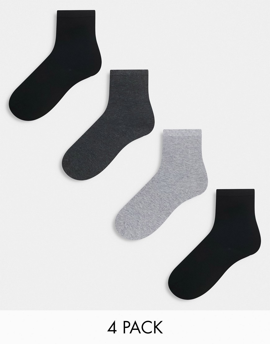 Lindex 4 pack socks in grey and black tones-Multi