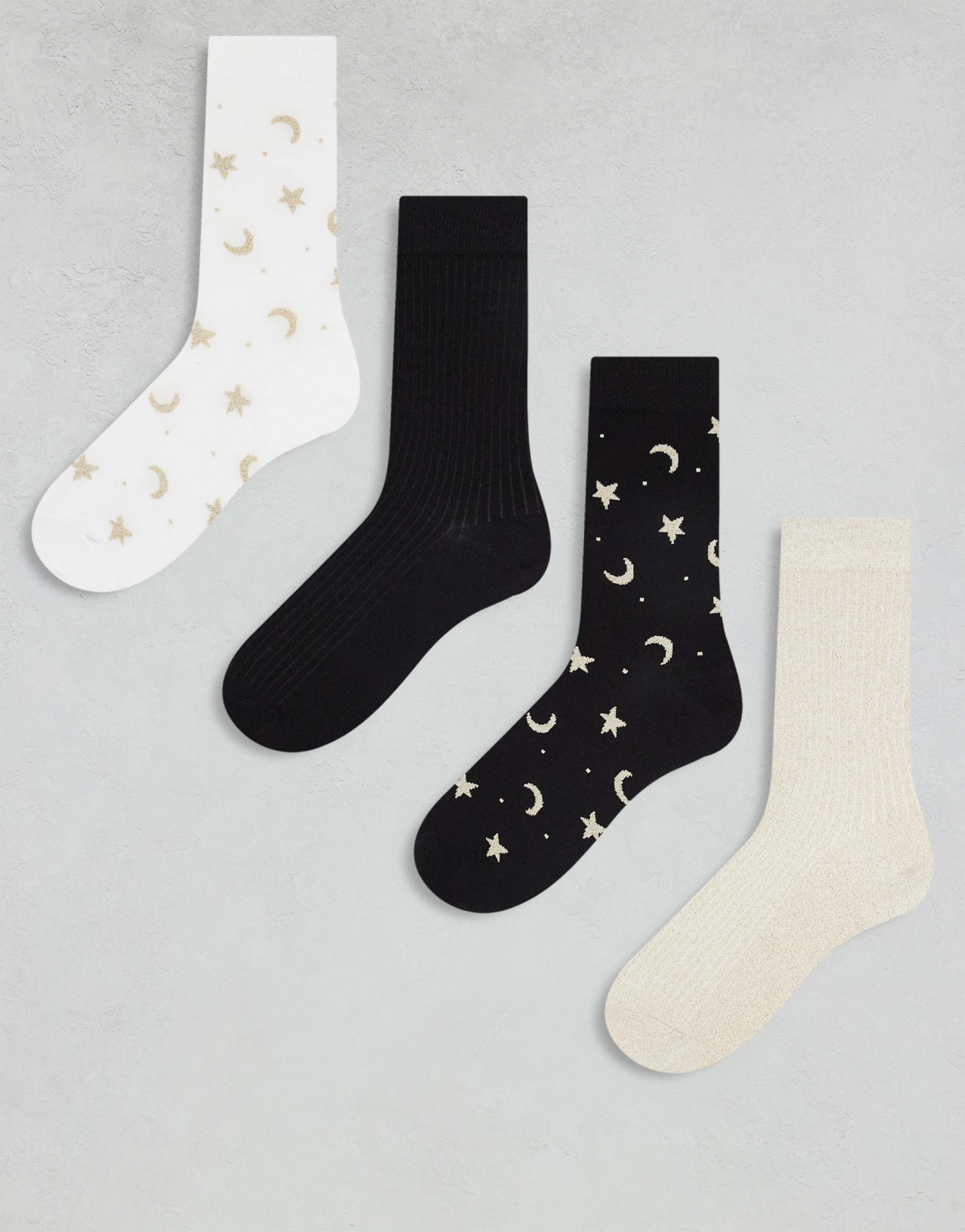lindex 4-pack socks with moon & star printed glitter detail in multi
