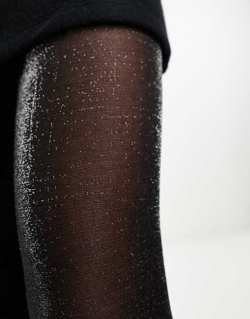 Monki glitter tights in black