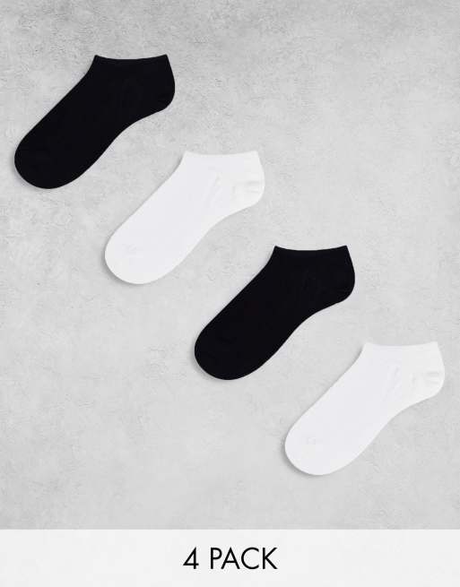Lindex – 4er-Pack Füßlinge in Schwarz und Weiß