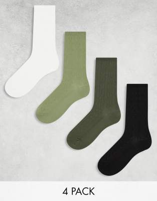 Lindex - 4er-Pack Knöchelsocken in mehreren Farben mit Zopfmuster-Bunt