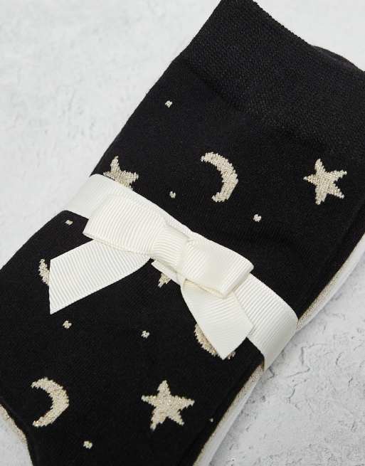 Lindex – 4er-Pack Socken in verschiedenen Farben mit glitzernden Mond- und Sternprint-Details, 3 von 3