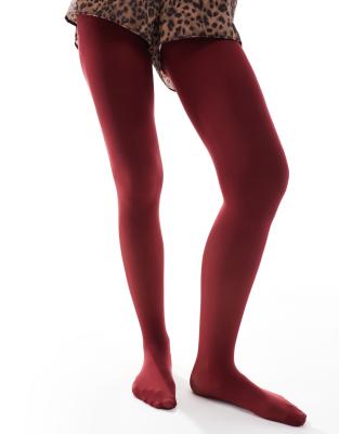Lindex 50 Denier Super Stretch Tights In Red