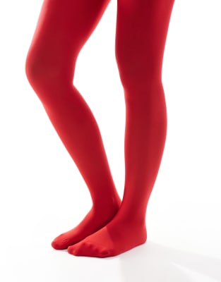 Lindex 50 Denier Super Stretch Tights In Red