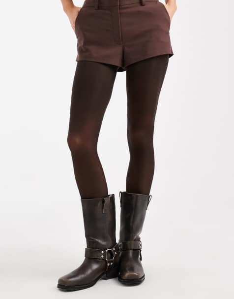 Lindex 50 denier tights in chocolate brown - view 1
