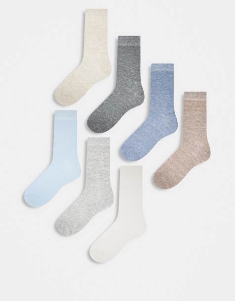 Lindex 7 pack ankle sock in blue neutrals - view 1