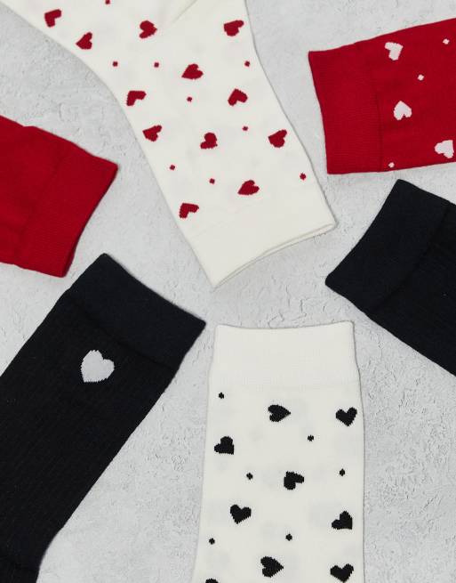Lindex 7 pack heart and dot printed socks in multi, 3 of 3
