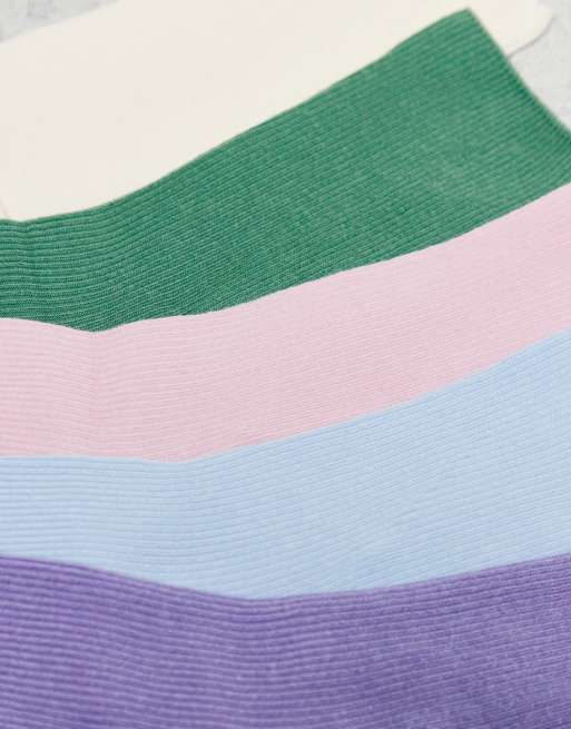 Lindex 7-pack rib ankle socks in multi pastels | ASOS
