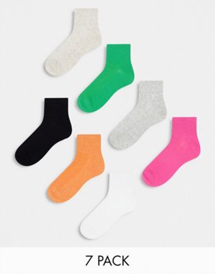 Lindex 7-pack ribbed ankle sock in multi