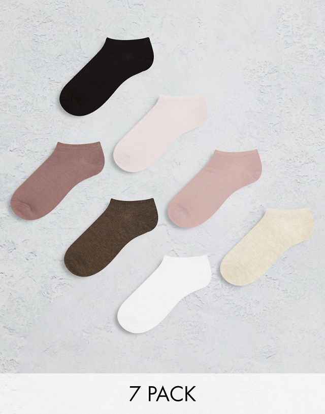 Lindex 7-pack ribbed footsie sock in neutrals