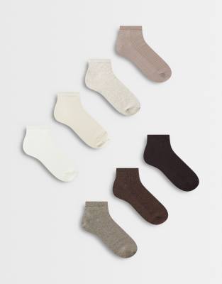 Lindex 7 Pack Ribbed Mix Ankle Socks In Multi