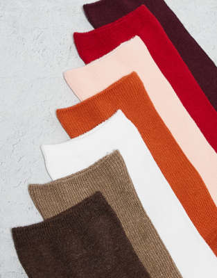 Lindex 7 Pack Soft Ribbed Ankle Socks In Multi