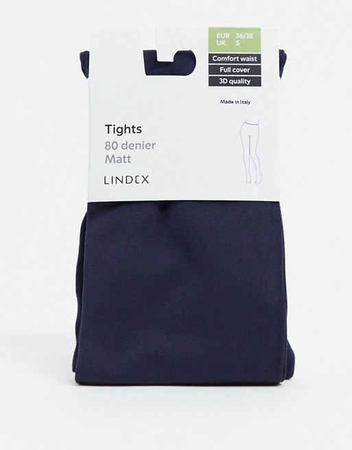 Lindex 80 denier full cover & matt tights in navy