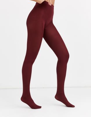 Asos Curve 80 Denier Burgundy Tights, $5, Asos