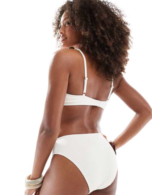 Lindex - Adele - Haut de bikini froissé à assortir avec détail anneau - Blanc clair, 3 de 4