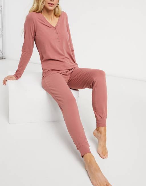Lindex Astrid organic cotton pajama bottoms in dusty pink ASOS