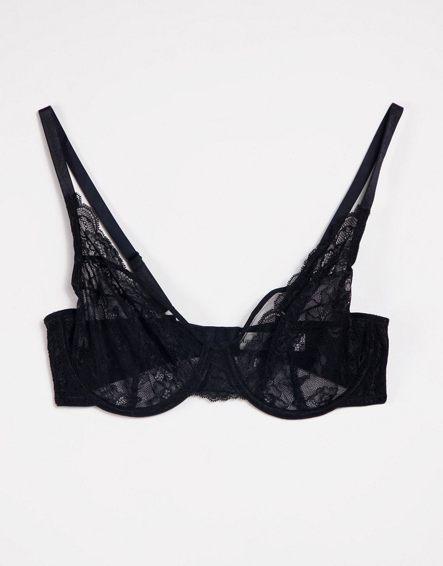 Lindex Attract Emelie lace non padded underwire bra in black