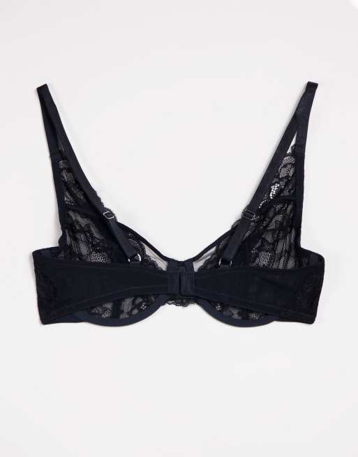 Lindex Attract Emelie lace non padded underwire bra in black, 2 of 4