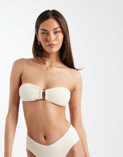 Lindex bandeau bikini top in white crochet, 2 of 4