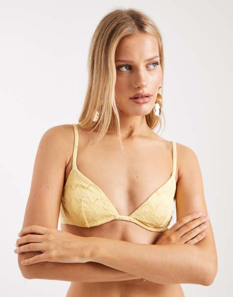 Lindex - Bikini met broderie in citroengeel - view 1