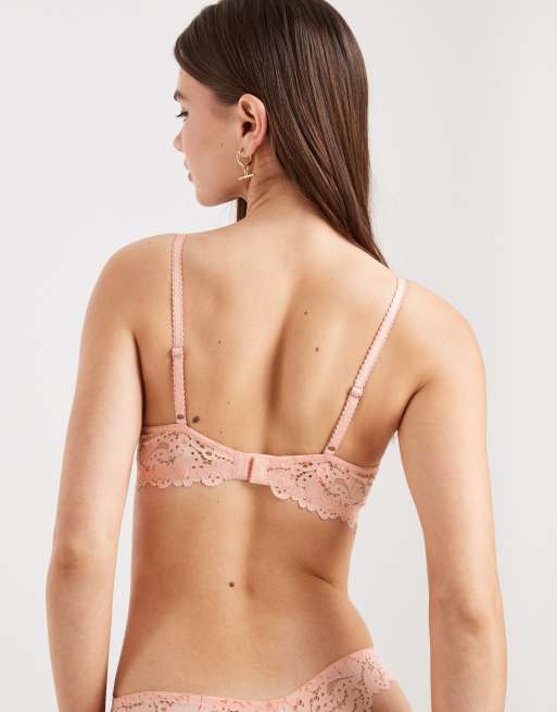 Lindex - Billie - Kanten balconette-bh zonder vulling met beugel in licht koraalroze, 2 van 4
