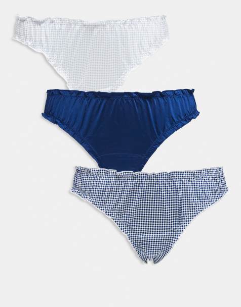 Lindex – Blå, skrynklade brazilian-trosor, 3-pack - view 1