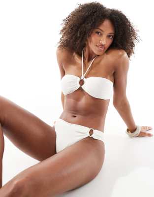 Lindex - Brie - Mix and Match-Bikinioberteil in hellem Weiß mit Neckholder und Knitterstruktur
