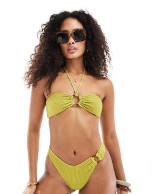 Lindex - Brie - Neckholder-Bikinioberteil aus Krepp-Stoff in Grün