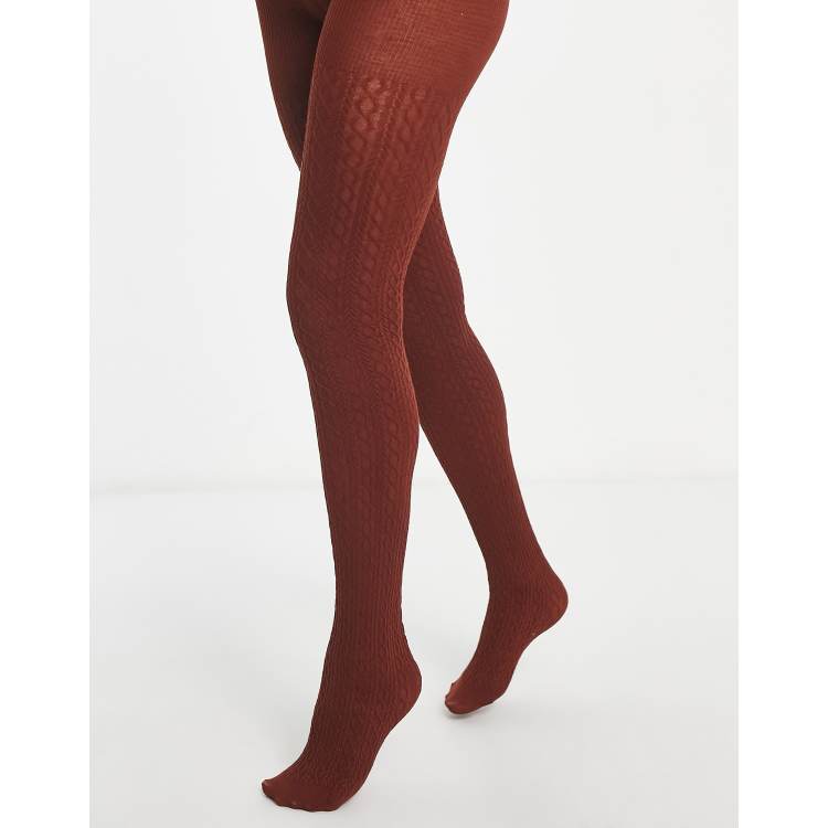 Lindex Small Cable Knit Tights in Natural